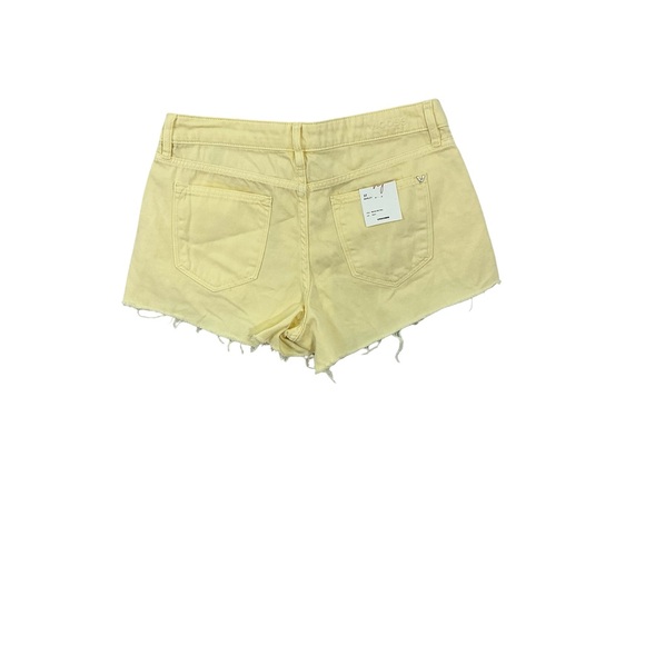 VIGOSS Marley Mid Rise Distressed Denim Shorts Yellow Size 27 - Picture 2 of 5